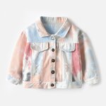 Children's Denim Coat Manufacturer - Korean Tie-dye Short Jeans Lapel Long Sleeve Fashion