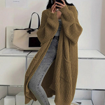 Women's Cardigan Manufacturer - Long Over Knee Loose Thick Knitted Jacket Autumn Winter