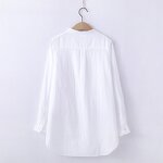 Cotton Yarn Blouse Manufacturer - Long Sleeve Stand Collar Button Soft Midi Casual