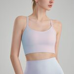 Yoga Crop Top Manufacturer - High-End Nude Spaghetti Straps Training Elastic Sports Bra