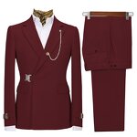 Men's Business Suit Set Manufacturer - Chain Custom Button V-neck Solid Color Slim Fit