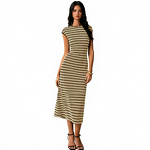 Striped Knitted Dress Manufacturer - 2025 Sleeveless V-neck Slim Midi for Women Summer