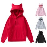 Women's Hooded Cardigan Manufacturer - Cat Ears Pockets Long Sleeve Casual Fleeces