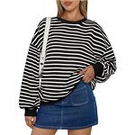 Striped Sweatshirt Manufacturer - O-neck Long Sleeve Loose Pullover Autumn Winter