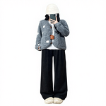 Women's Cotton Pants Manufacturer - Autumn Winter Lamb Wool Thickened Wide Leg Casual