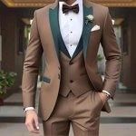 Men's Suit Set Manufacturer - 2025 Brown Single-breasted Slim Fit for Banquet Performance