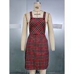 Casual Strap Dress Manufacturer - Grid Square Collar Sleeveless for Spring Summer