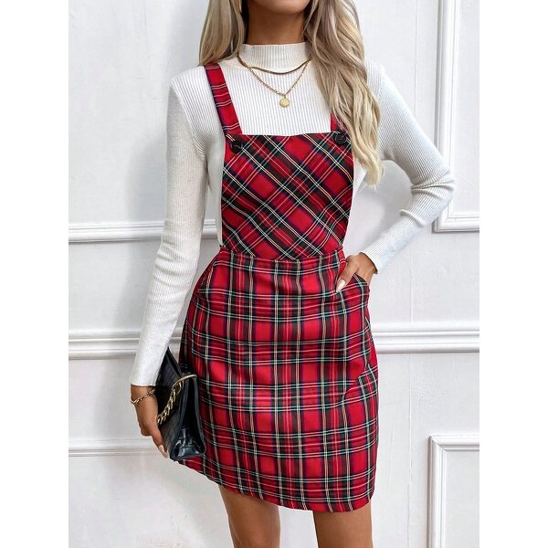 Casual Strap Dress Manufacturer - Grid Square Collar Sleeveless for Spring Summer