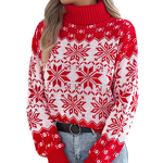 Snowflake Sweater Manufacturer - Long Sleeve High Necked Pullover Christmas Warm
