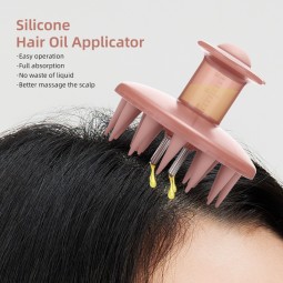 护发油涂抹器源头工厂-硅胶根梳头皮按摩器洗发刷含分配器