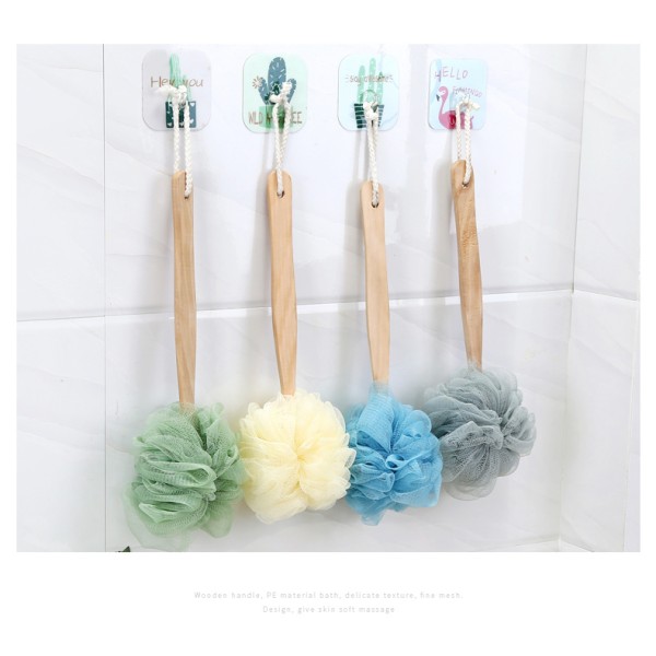 Bath Loofah Manufacturer - Factory Wholesale Long Wooden Handle Back Scrubber Shower