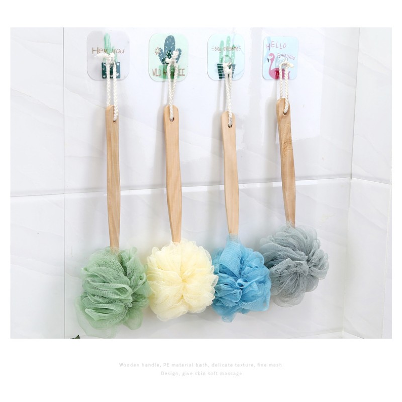 Bath Loofah Manufacturer - Factory Wholesale Long Wooden Handle Back Scrubber Shower