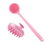 Bath Body Brush Factory - LOHAS Silicone Exfoliating Long Handle Shower Brush Soft Bristles