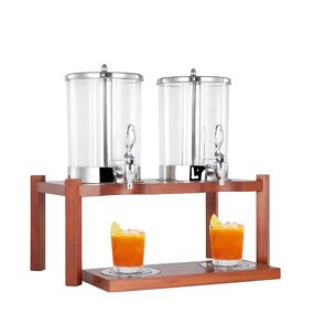 Beverage Dispenser Manufacturer - Luxury Design 2*7L Cold Catering Fruit Juice with Teak Wood