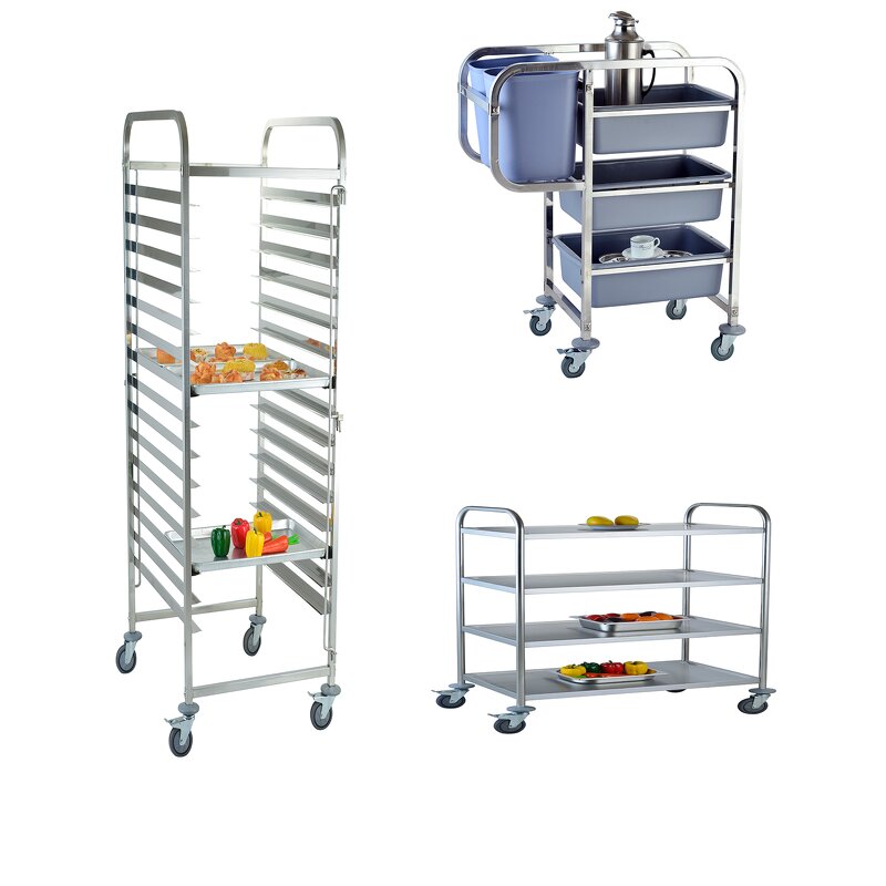 Bakery Trolley Manufacturer - Modern Wholesale Round Tube GN Pans & Tray Rack Cleaning