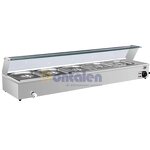 Food Warmer Manufacturer - Electric Commercial Table Top Stainless Steel Bain-Marie with Glass