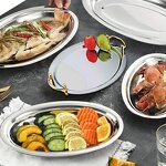 Serving Tray Manufacturer - Stainless Steel Square Mirror Luxury Custom Silver Buffet Wedding Set
