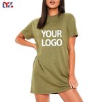 Women's T-Shirt Dress Manufacturer - Custom Soft Cotton Oversized Casual Long Tee Dress for Girls