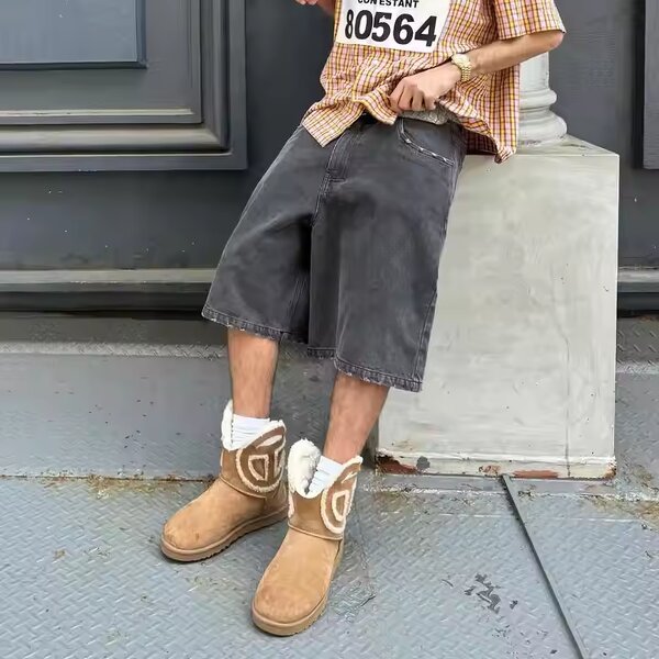 Men's Denim Shorts Manufacturer - Summer Vintage Washed Plain Straight High-Waist Low-rise Distressed Shorts