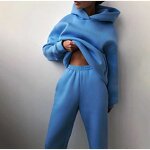 Women's Gym Set Manufacturer - Custom Puff Print Oversized Long Sleeve Sweatpants and Hoodie Workout Set