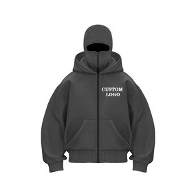Balaclava Hoodie Manufacturer - Custom Logo Double Layer Full Zip Oversized 3D Design