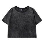 Women's Cotton T-Shirt Manufacturer - Plain Solid Color Slim Washed Oversized Crop Top