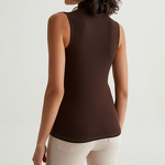 Women's Ribbed Top Manufacturer - Custom Logo Embroidery Basic Neck Slim Fitted Sleeveless Pullover Tee