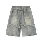 Men's Denim Shorts Manufacturer - Summer Trendy With Straps High Street Hip-hop Drawstring Loose Shorts