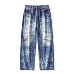 Men's Fashion Jeans Manufacturer - Custom High Quality Graffiti Wash Loose Straight Leg Denim Pants