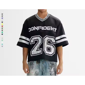 Men's Soccer Jersey Manufacturer - Custom Screen Print Mesh Cropped Boxy Football Streetwear Tee