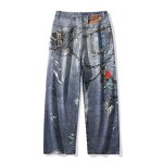 Men's Boyfriend Jeans Manufacturer - Custom High Quality Straight Denim Summer Mid Waist Button Print Pants