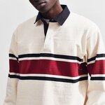 Men's Rugby Polo Shirt Manufacturer - Hot Selling Color Block Panel 100% Cotton Long Sleeve Tee