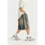 Men's Denim Shorts Manufacturer - Y2K Acid Wash Mid Waist Mesh Distressed Vintage Raw Edge Hem Shorts