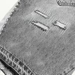 Men's Jean Jorts Manufacturer - Custom High Waist Embroidered Logo Rhinestone Ripped Acid Wash Shorts