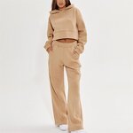 Women's Tracksuits Manufacturer - High Quality Turtleneck Hoodie Set Winter Outfit Hot Selling Letter Printed Set