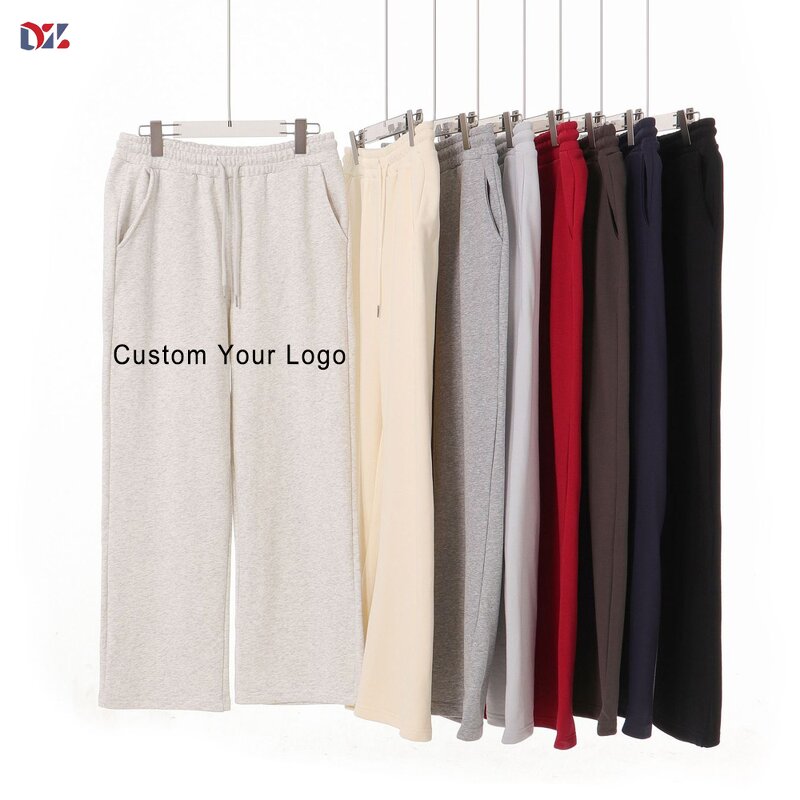 Men's Terry Trousers Manufacturer - Midweight Straight-leg Mid Waist Custom Embroidery Blank Pants