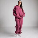 Women's Sweatsuit Set Manufacturer - New Winter Sports Cotton Crop Top Drawstring Pant 2 Piece Tracksuit