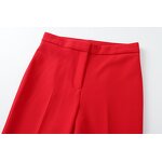 Women's Chiffon Pants Manufacturer - Summer Casual Breathable Flat Front Leg Slit Straight Tube High Waist Pants