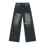 Men's Ripped Jeans Manufacturer - Custom European American High Street Distressed Hip-hop Straight Pants