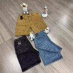 Men's Wide Leg Denim Shorts Manufacturer - Custom OverSized Broad Loose Vintage Light Blue Emboss Half Pant