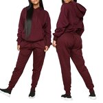 Women's Jogging Set Manufacturer - Custom Organic Cotton Crop Top Jogger Pants 2 Piece Hoodie Track Suit