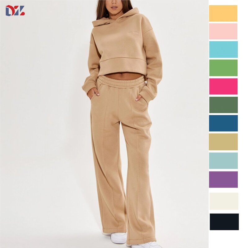 Women's Tracksuits Manufacturer - High Quality Turtleneck Hoodie Set Winter Outfit Hot Selling Letter Printed Set