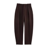 Women's Bucket Pants Manufacturer - Spring New Fashion Casual Breathable Chiffon High Waist Zipper Fly Trousers