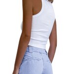 Women's Sports Tank Top Manufacturer - Custom Logo Solid Color Ribbed Sleeveless Wholesale Vest