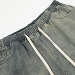 Men's Denim Shorts Manufacturer - Summer Trendy With Straps High Street Hip-hop Drawstring Loose Shorts