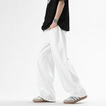 Men's Wide Leg Pants Manufacturer - Four Seasons High-waisted Straight-leg Loose Rough Trimmed Trousers