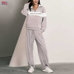 Women's Workout Set Manufacturer - New Plus Size 1/4 Zip Sweatshirt and Pants Streetwear Two Piece Autumn Set