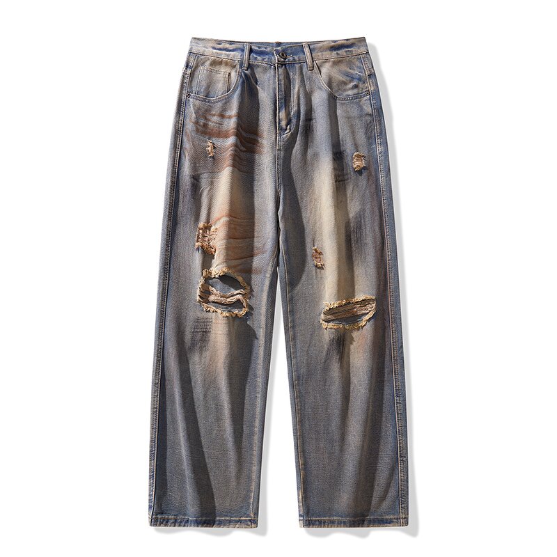 Men's Wide Leg Jeans Manufacturer - New American Retro Style Mid Waist Dark Washed Spring Y2K Pants