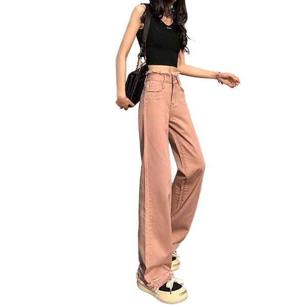 Women's Denim Pants Manufacturer - Mid Waist Breathable Stretch Regular Fit Wide Leg Jeans Trouser