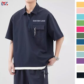 Men's Polo Shirt Manufacturer - Custom Logo Breathable Quick Dry Slim Fit Pocket Zipper Tee